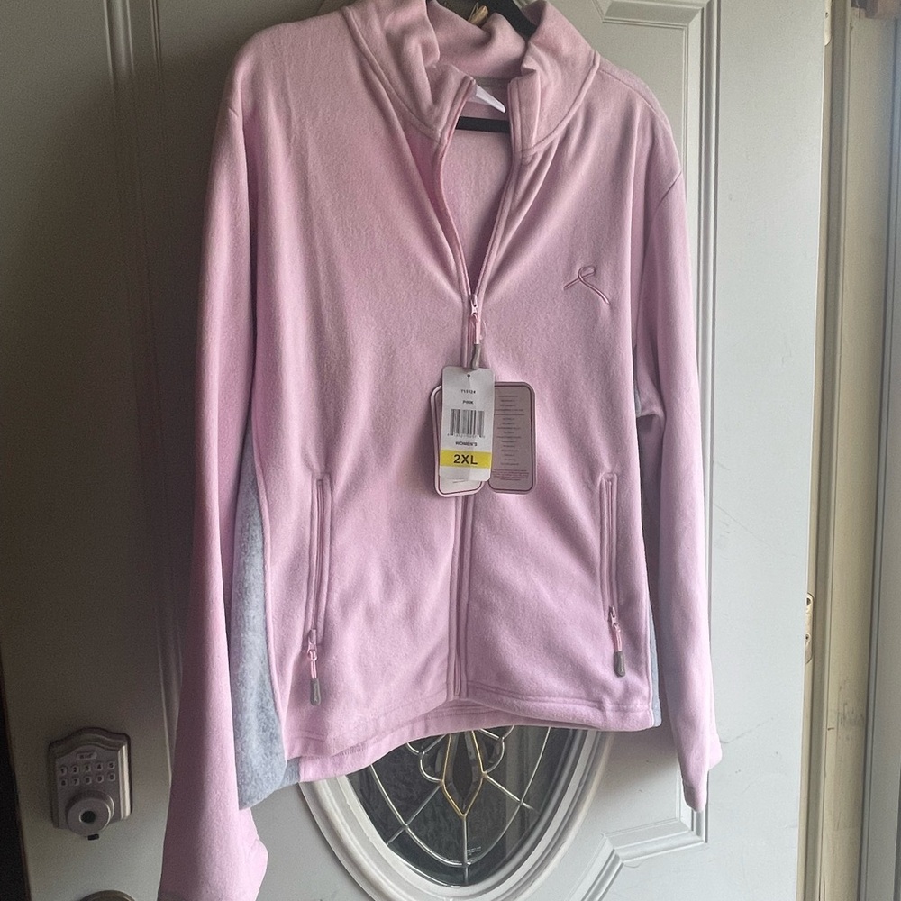 Pink and Gray Zip-Up Jacket